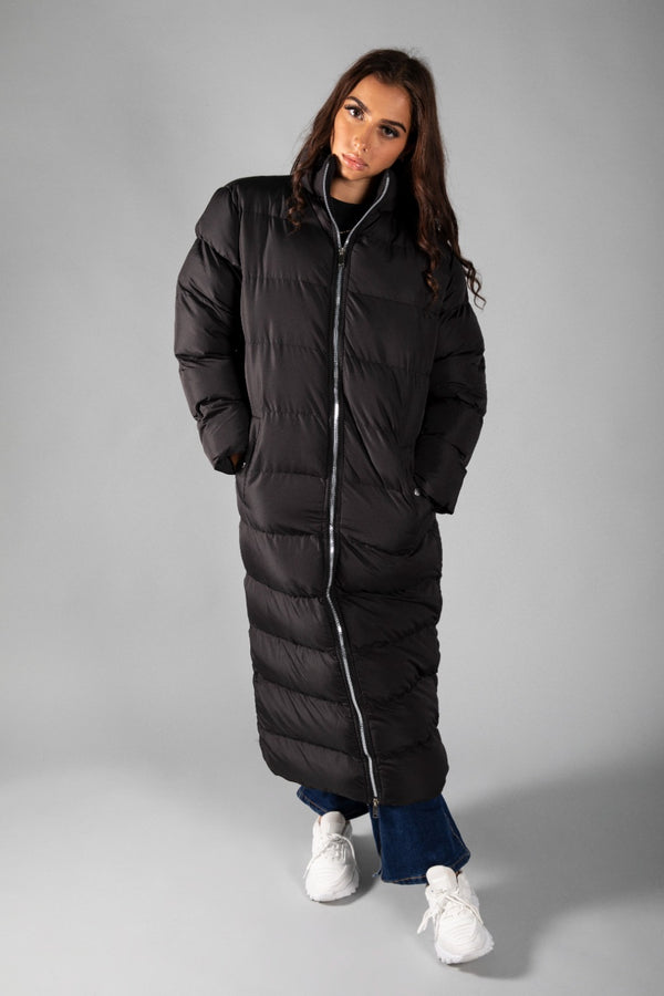 Black Maxi Longline Puffer Coat