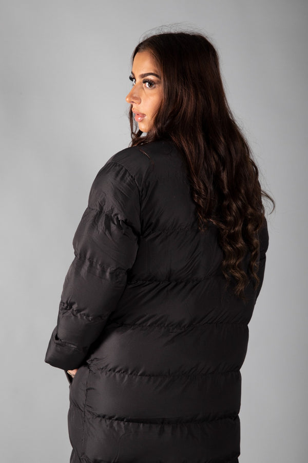 Black Maxi Longline Puffer Coat