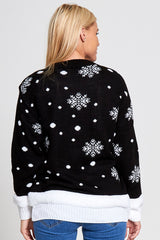 Plus Size Black Merry Christmas Reindeer Jumper