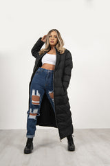 Plus Black Maxi Longline Puffer Coat