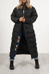 Plus Black Maxi Longline Puffer Coat