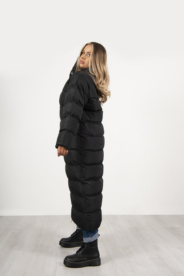 Plus Black Maxi Longline Puffer Coat