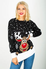 Black Reindeer Knitted Christmas Jumper