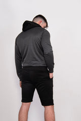 Mens Black Two Tone Half Zip Short Set 