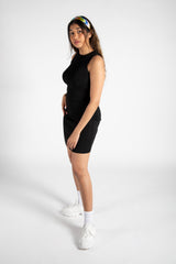 Black Sleeveless Zip Up Bodycon Mini Dress 