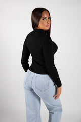 Black Ribbed Turtleneck Jumper 