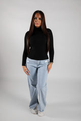 Black Ribbed Turtleneck Jumper 