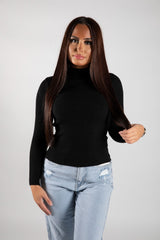 Black Ribbed Turtleneck Jumper 