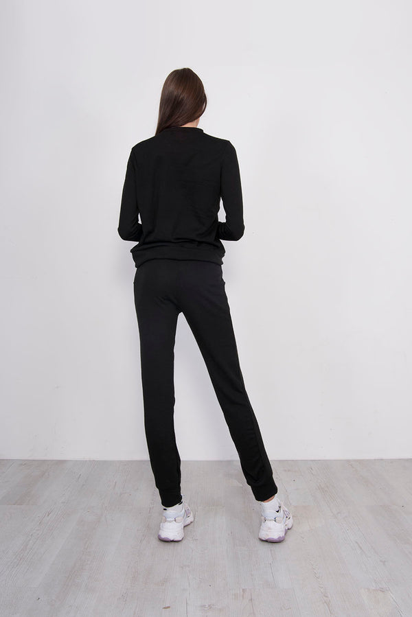 Black Marl Vogue Slogan Loungewear Set