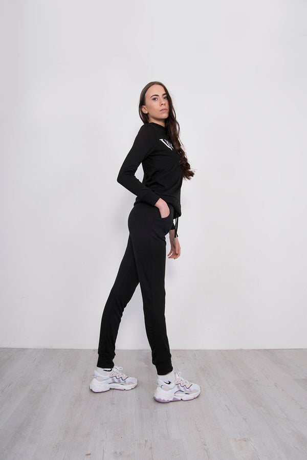 Black Marl Vogue Slogan Loungewear Set