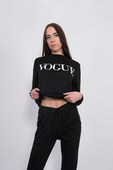 Black Marl Vogue Slogan Loungewear Set