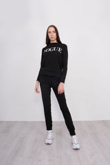 Black Marl Vogue Slogan Loungewear Set