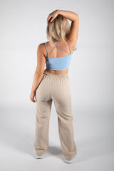 Sky Blue Strappy Detail Ribbed Crop Top 