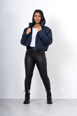 Navy cropped funnel neck jacket 