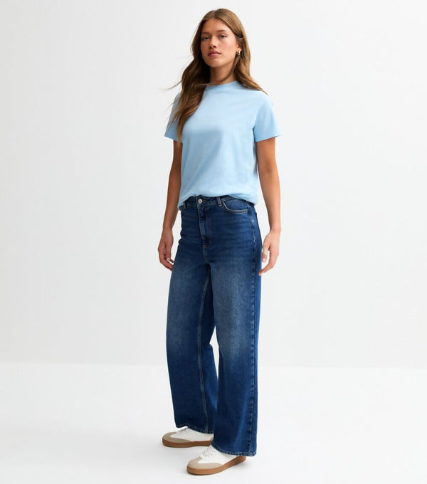 Sky Blue Design Ultimate T-Shirt With Crew Neck