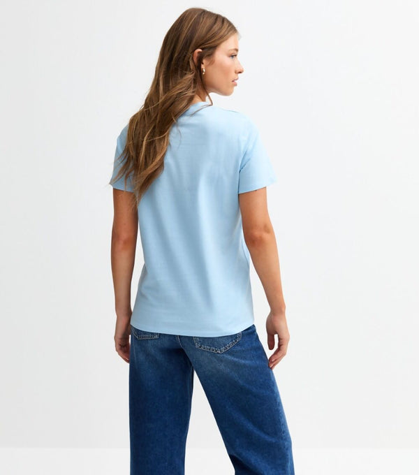 Sky Blue Design Ultimate T-Shirt With Crew Neck