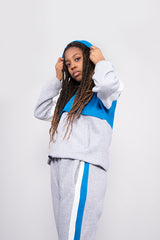 Royal Blue Colour-block Half Zip Lounge Set