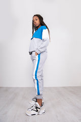 Royal Blue Colour-block Half Zip Lounge Set