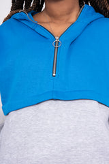 Royal Blue Colour-block Half Zip Lounge Set