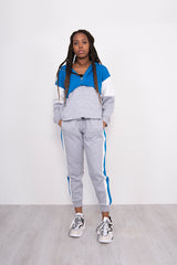 Royal Blue Colour-block Half Zip Lounge Set