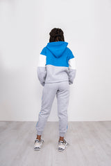 Royal Blue Colour-block Half Zip Lounge Set
