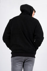 Mens black zip up hooded teddy jacket