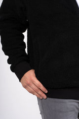 Mens black zip up hooded teddy jacket