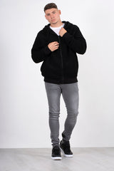 Mens black zip up hooded teddy jacket