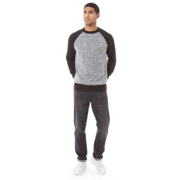 Mens Grey With Black Ratcliffe Crew Neck Jumper