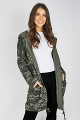 Camo Sequin Rock And Roll Hooded Cardigan