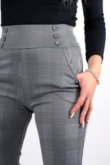 Grey plaid tailored cigarette trousers 