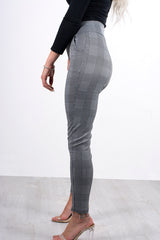 Grey plaid tailored cigarette trousers 