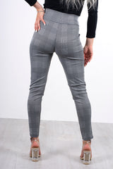 Grey plaid tailored cigarette trousers 