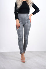 Grey plaid tailored cigarette trousers 