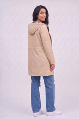 Beige Leopard-Lined Reversible Hooded Parka Jacket– Olivia