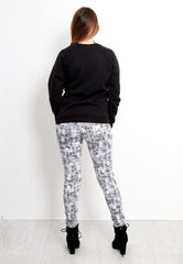 White Check Skinny Jeans For Womens