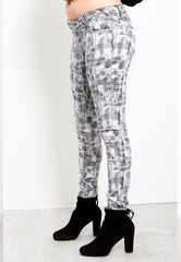 White Check Skinny Jeans For Womens