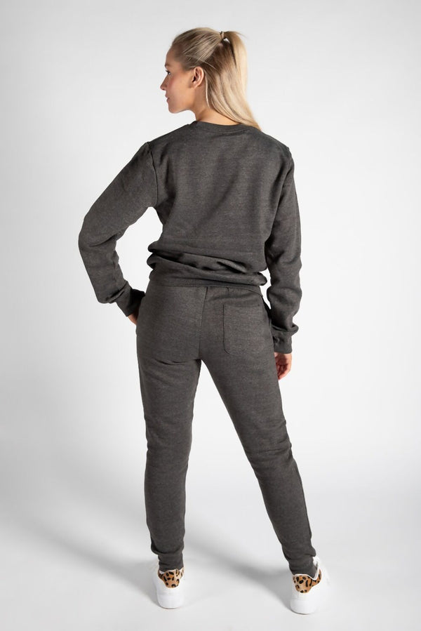 Dark Grey Fleece Oversize Pullover Tracksuit