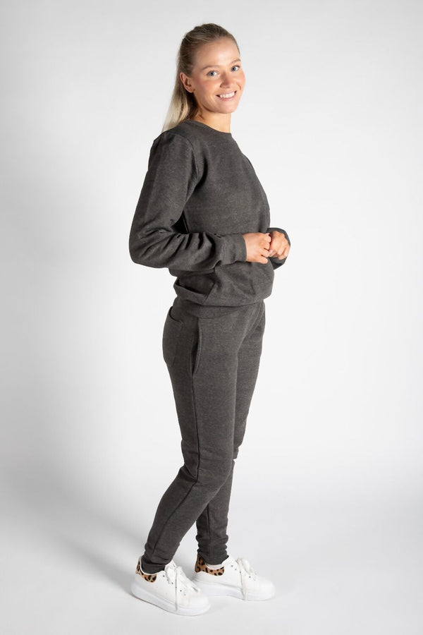 Dark Grey Fleece Oversize Pullover Tracksuit