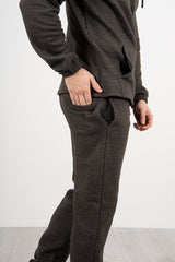 Mens Charcoal Pullover Hooded Tracksuit