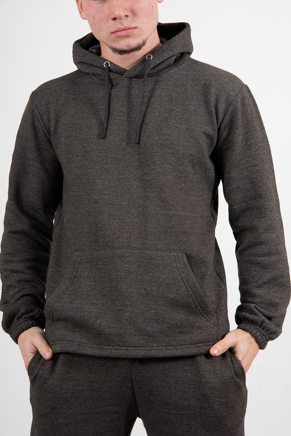 Mens Charcoal Pullover Hooded Tracksuit
