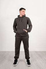 Mens Charcoal Pullover Hooded Tracksuit