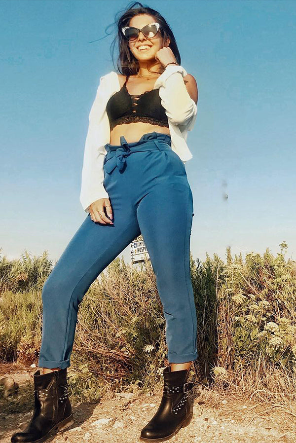 Denim High Wasited Straight Leg Trousers