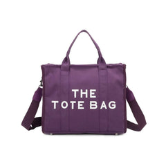 Purple Canvas Tote Bag Zip Clouser