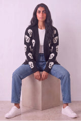 Black Halloween-Inspired Skull Cardigan - Lily