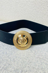 Black Strap Tiger Decor Round Buckle Fashion Belt