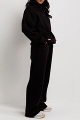 Black Half Zip Sweatshirt And Joggers Loungewear Set