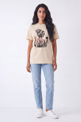 Black And Beige Casual Graphic Oversized T-Shirt Pack Of 2 - Hazel