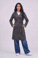 Black Oversized PU Belted Trench Coat - Ava
