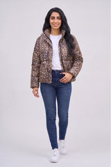 Glam Leopard Sequin Padded Cropped Puffer Jacket - Charlotte